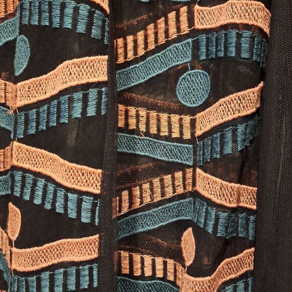 Anthropologie Akemi + Kin Embroidered Kalila Tank Blouse Pleated Geometric sz S - Picture 5 of 12